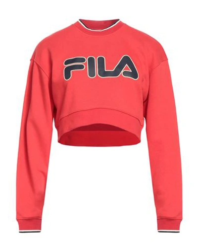 Fila Woman Sweatshirt Red Size S Cotton, Polyester