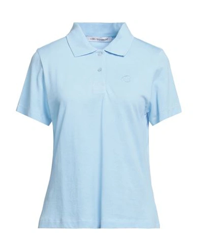 Trussardi Woman Polo Shirt Sky Blue Size Xl Cotton