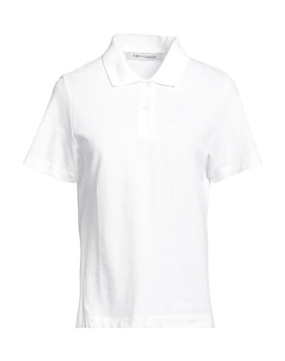 Trussardi Woman Polo Shirt White Size L Cotton
