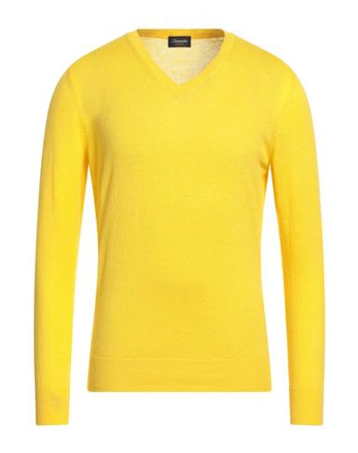 Drumohr Man Sweater Yellow Size 42 Cotton