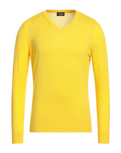 DRUMOHR DRUMOHR MAN SWEATER YELLOW SIZE 40 LINEN, POLYESTER