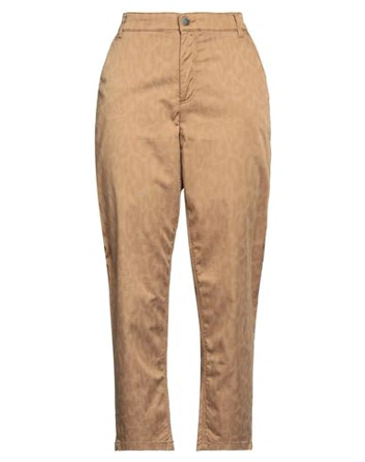 Guess Woman Pants Brown Size M Cotton, Polyamide, Elastane