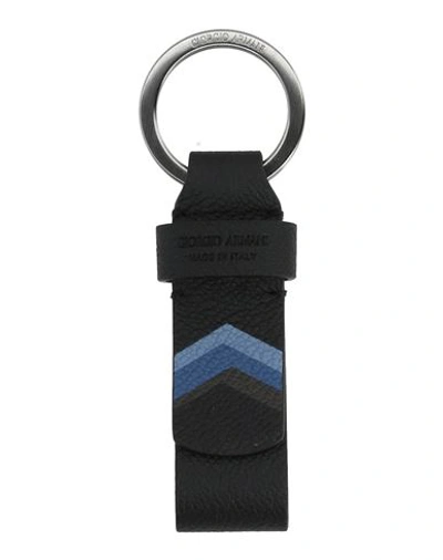 Giorgio Armani Man Key Ring Azure Size - Calfskin In Black