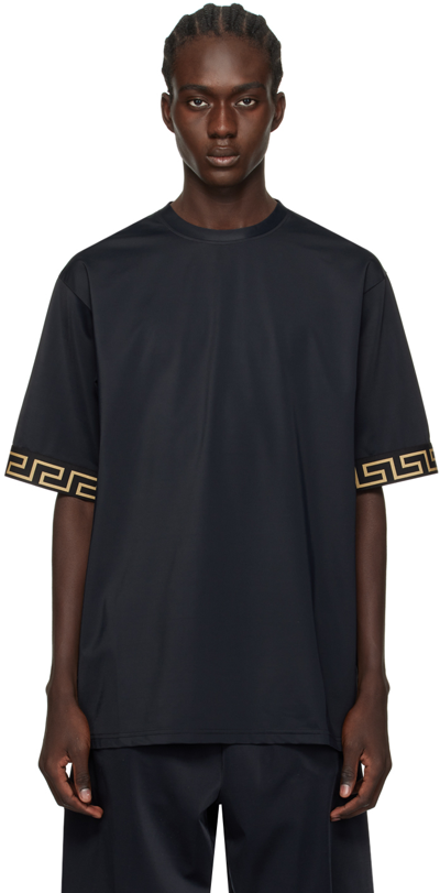 Versace Black Trésor De La Mer T-shirt In A80g-black Gold Gree