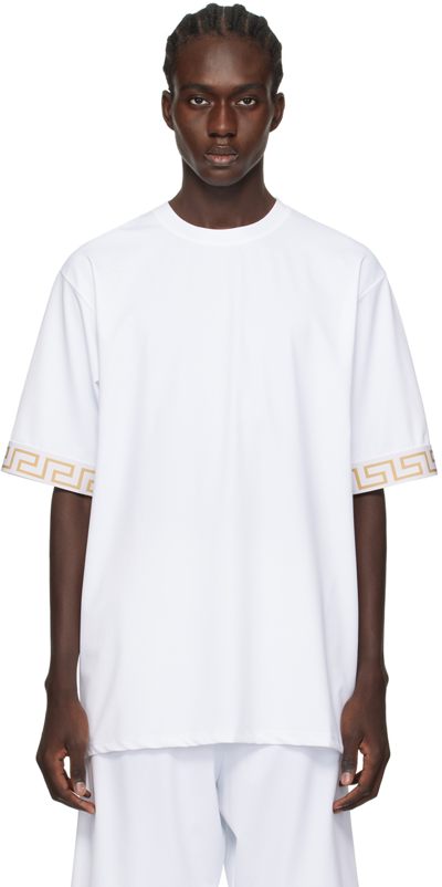 Versace Round Neck Short Sleeves Greca Detailing In White