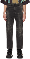 Balmain Tapered Biker Jeans In 0pc Noir Dã‰lavã‰