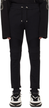 Balmain Brushed Cotton Biker Joggers With Embossed Logo In Eab Noir/blanc