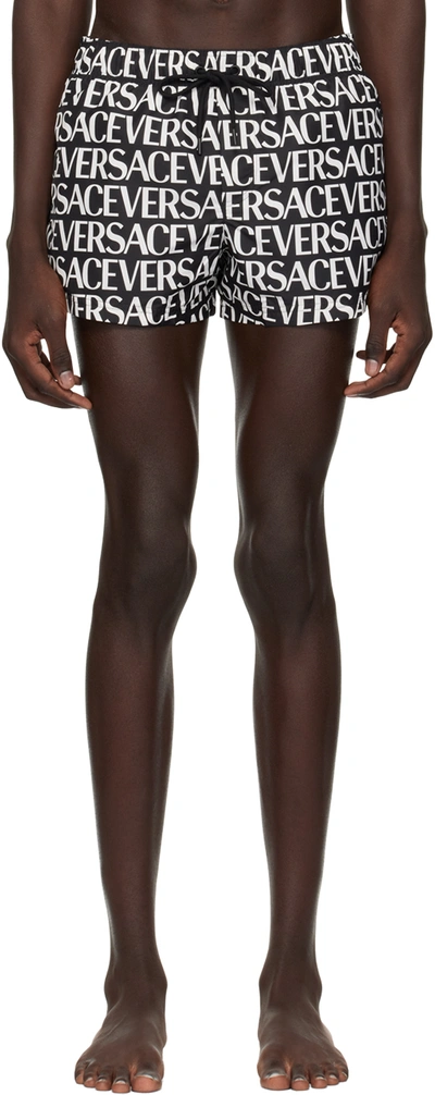 Versace Allover Swim Shorts In 5b040_black_white