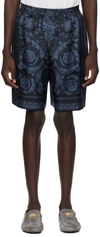 Versace Navy Barocco Shorts In 5u960- Navy Blue