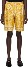 Versace Barocco-print Silk Shorts In Multi-colored