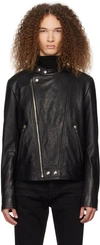Balmain Biker Jacket With Zip In 0pa Noir