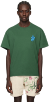 Jw Anderson Crewneck Anchor Patch Cotton Jersey T-shirt In Green