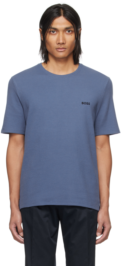 Hugo Boss Blue Waffle Knit T-shirt In Open Blue 479
