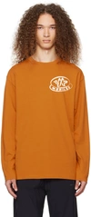 Moncler Orange Printed Long Sleeve T-shirt In Sudan Brown 184
