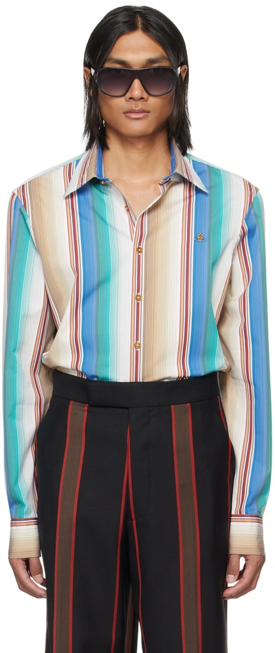 Vivienne Westwood Orb-embroidered Striped Cotton Shirt In Multicolor