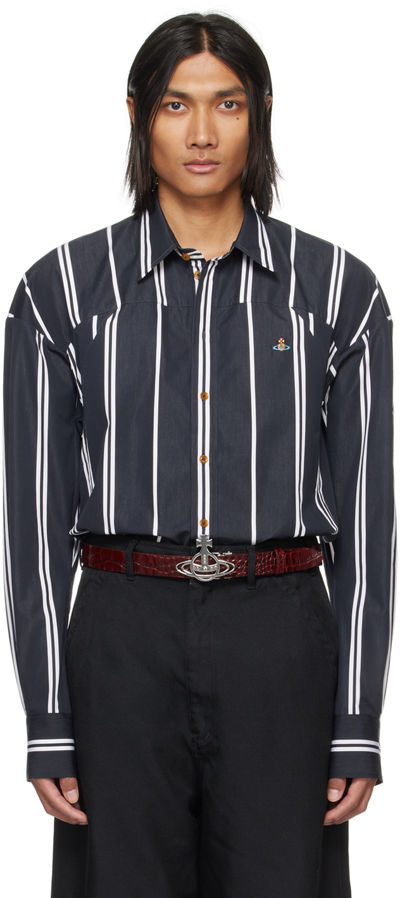 Vivienne Westwood Black Striped Shirt In 233-w00l9-o104pi