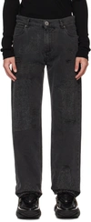 BALMAIN BLACK DISTRESSED JEANS