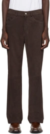 SECOND / LAYER BROWN PATCH LEATHER TROUSERS
