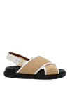 Marni Raffia And Leather Criss-cross Fussbett Sandal In Multicolor