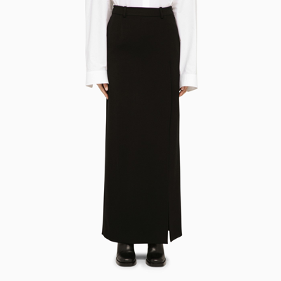 Balenciaga Black Wool Long Skirt