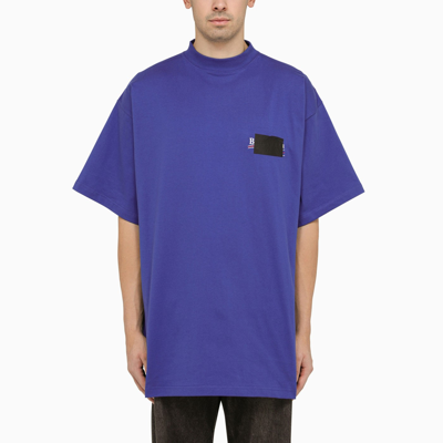 Balenciaga Indigo Cotton Oversize T-shirt In Purple