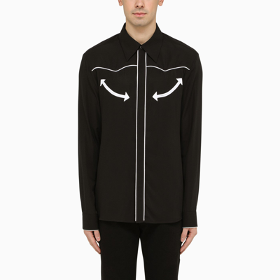 BALMAIN BALMAIN BLACK SHIRT WITH CONTRASTING ARROWS