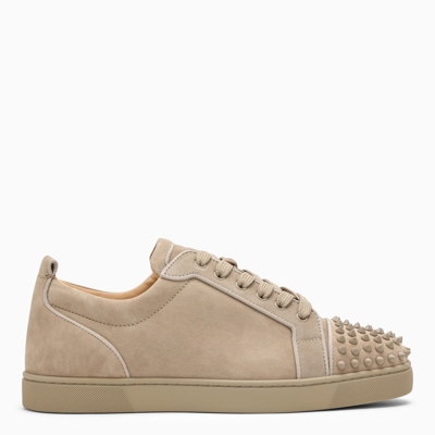 Christian Louboutin Men's Louis Junior Spikes Orlato Leather Low-top Trainers In Beige