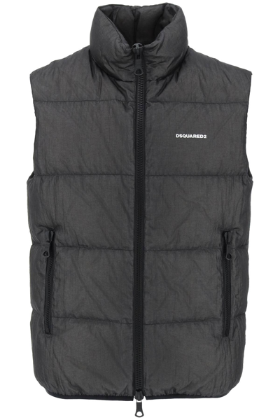 Dsquared2 Ripstop Puffer Vest In Black