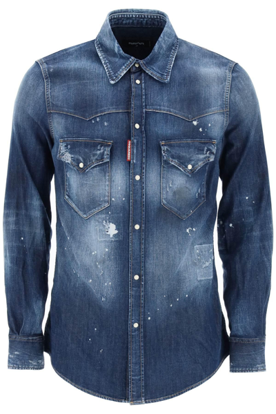DSQUARED2 DSQUARED2 WESTERN SHIRT IN USED DENIM