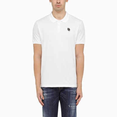 DSQUARED2 DSQUARED2 WHITE SHORT SLEEVED POLO SHIRT WITH LOGO EMBROIDERY