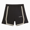 PALM ANGELS PALM ANGELS BLACK AND WHITE COTTON SHORTS WITH LOGO