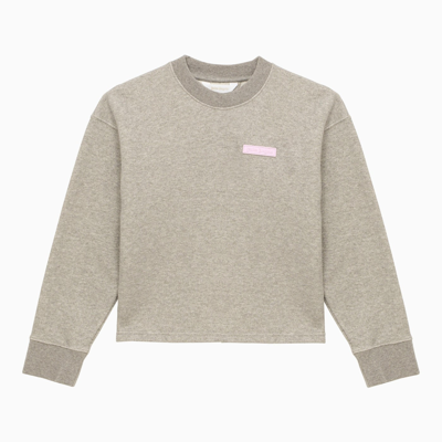 Palm Angels Kids' Grey Cotton-blend Sweatshirt With Split