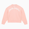 Palm Angels Pink Cotton Sweatshirt With Logo