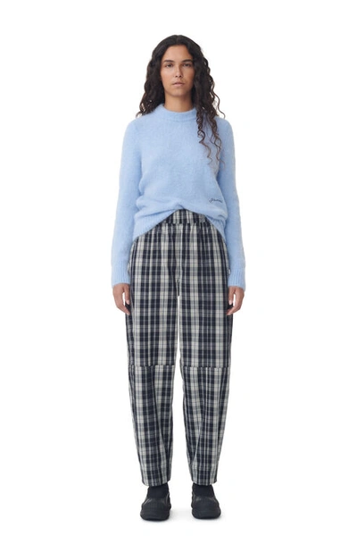 Ganni Tartan-check Organic-cotton Track Pants In Black