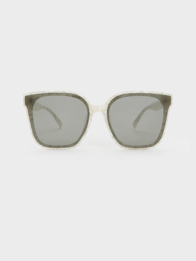 Charles & Keith Gabine Oversized Butterfly Sunglasses In Pearl
