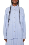 MOTHER THE ROOMIE STRIPE OVERSIZE COTTON BUTTON-UP SHIRT