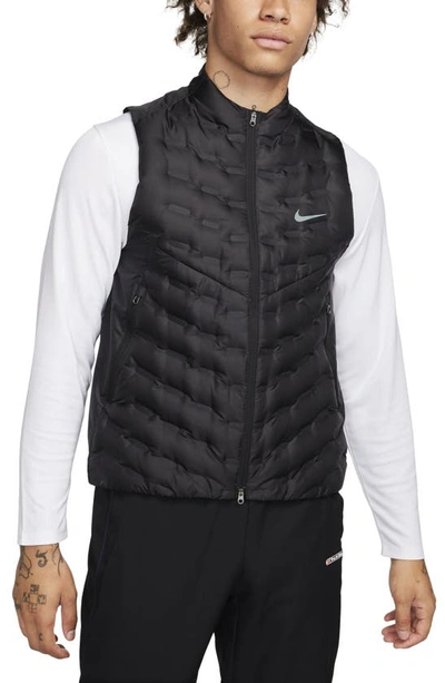 Nike Therma-fit Adv Repel Aeroloft Water Repellent Down Running Vest In Black