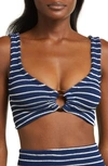 Hunza G Nadine Striped Seersucker Bikini In Blue