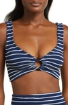 Hunza G Nadine Striped Seersucker Bikini In Navy/ White