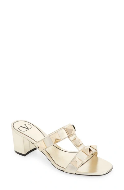 Valentino Garavani Roman Stud Slide Sandal In Platino