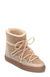 Inuikii Classic Mixed Leather Wedge Snow Booties In Beige