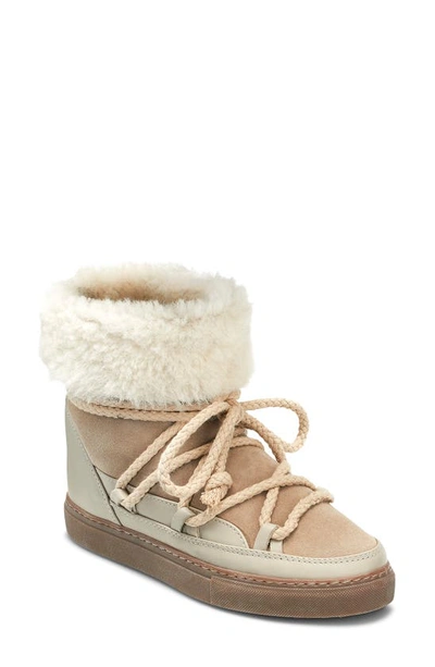 Inuikii Classic Rolled-cuff Suede Lace-up Boots In Beige