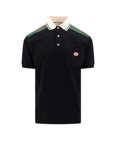 Gucci Interlocking G Polo Shirt In Black