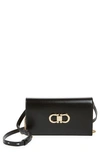 Ferragamo Mini Double Gancio Leather Shoulder Bag In Nero