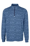 Cutter & Buck Traverse Camo Print Stretch Quarter Zip Mens Big And Tall Pullover Jacket In Navy Blue