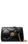 Tory Burch Kira Diamond Quilted Leather Small Convertible Shoulder Bag In Black