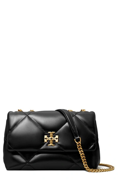 Tory Burch Kira Diamond Quilted Leather Small Convertible Shoulder Bag In Black