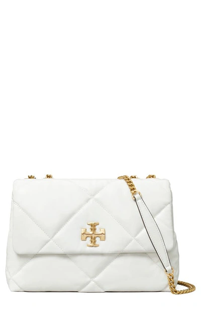 Tory Burch Kira Diamond Quilted Leather Convertible Shoulder Bag In Blanc