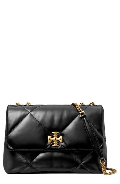 Tory Burch Kira Diamond Quilted Leather Convertible Shoulder Bag In Black