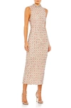 Mac Duggal Sequin Detail Sleeveless Body-con Dress In Peach